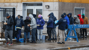 Chicago Migrants In Line For Free Food